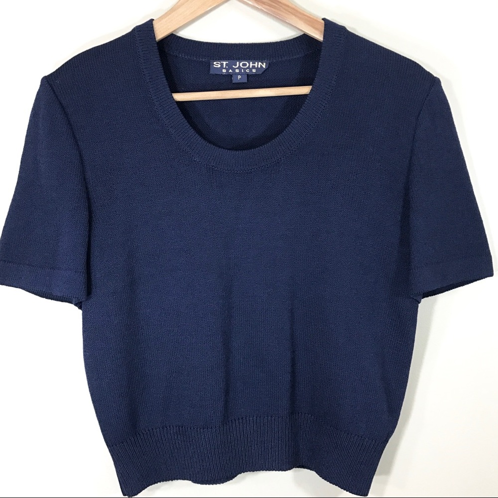 ST. John Basics Santana navy knit top, size S